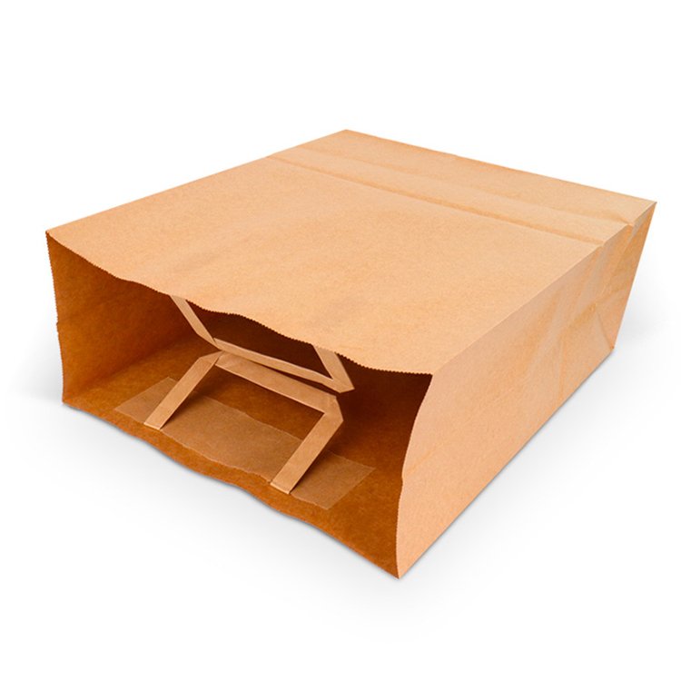 White Kraft Flat Handle Paper Bag (27*21*11cm)
