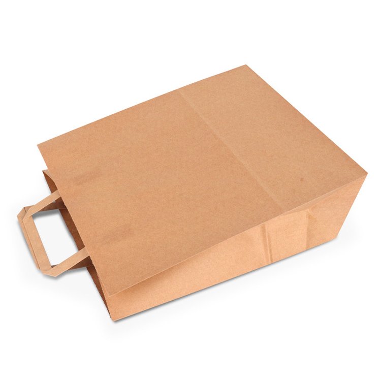 White Kraft Flat Handle Paper Bag (27*21*11cm)
