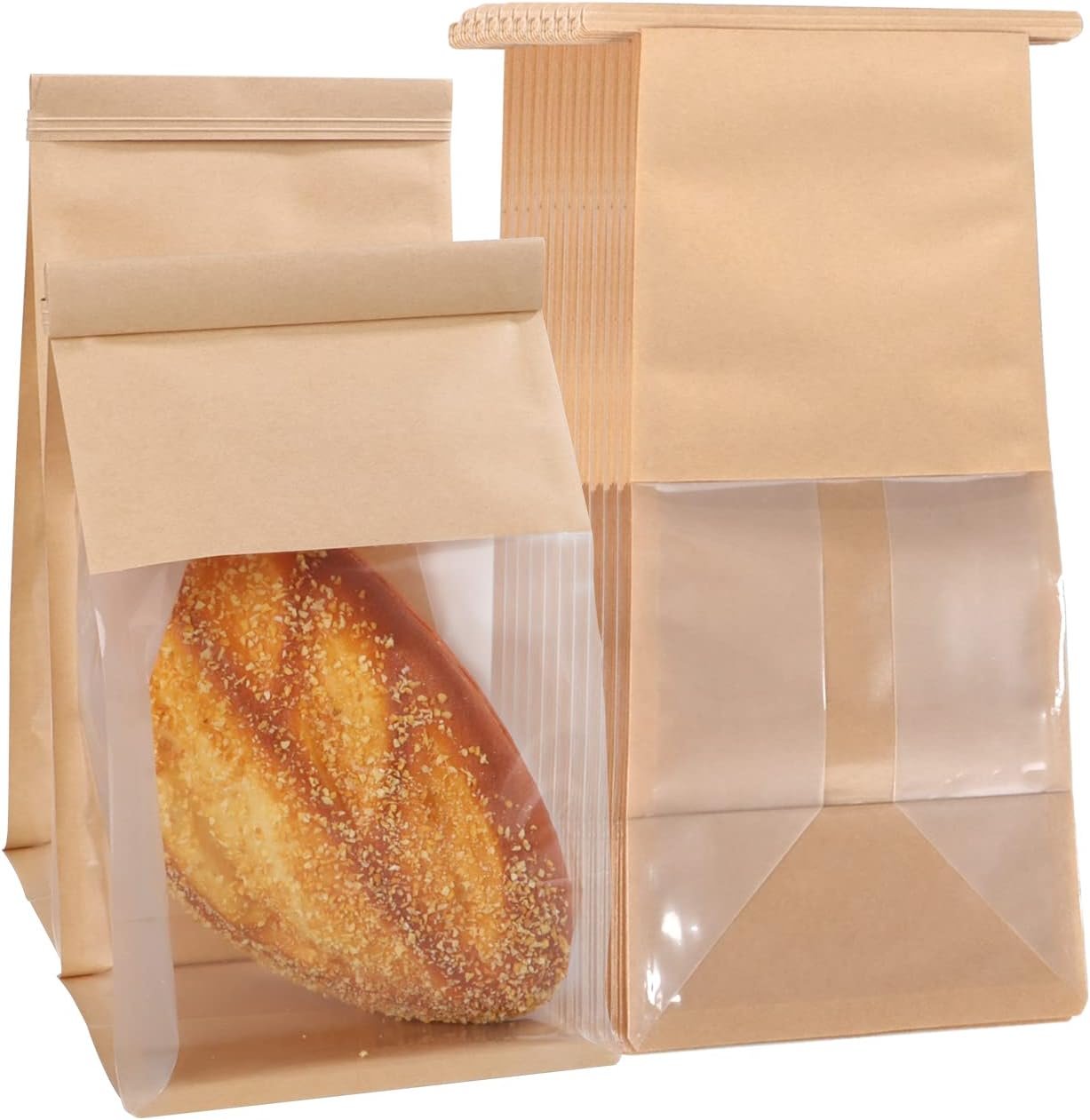 80 Brown Eight-Sided Sealed Paper Bag (28*22*11cm)