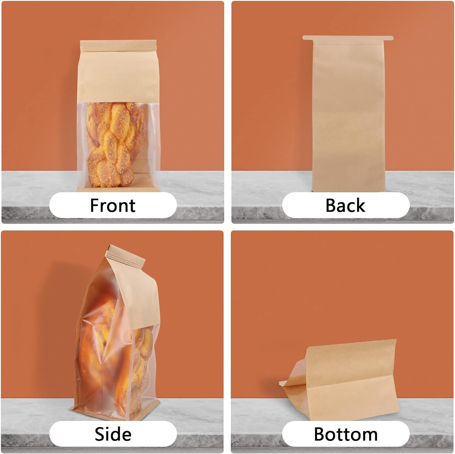 81 Brown Eight-Sided Sealed Paper Bag (28*22*11cm)