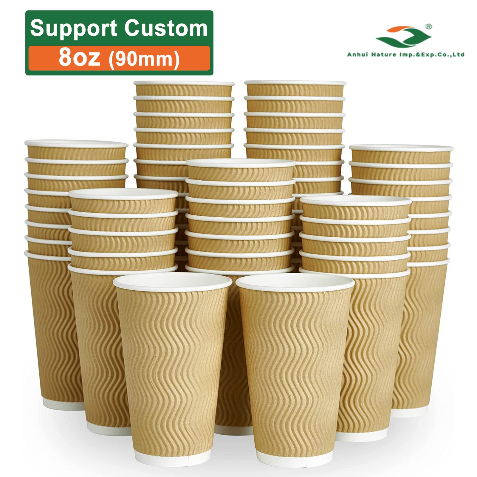 8OZ瓦楞杯 8OZ(90mm) Ripple-Wall Paper Cup