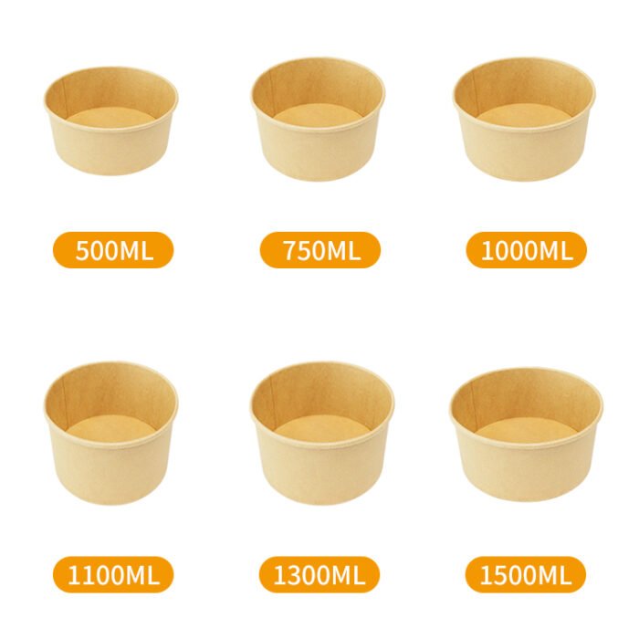 圆形纸碗500ML-1500ML 1000ML Round Salad Bowl