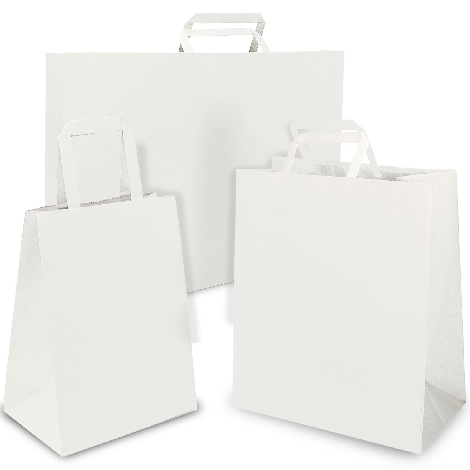 White Kraft Flat Handle Paper Bag (27*21*11cm)