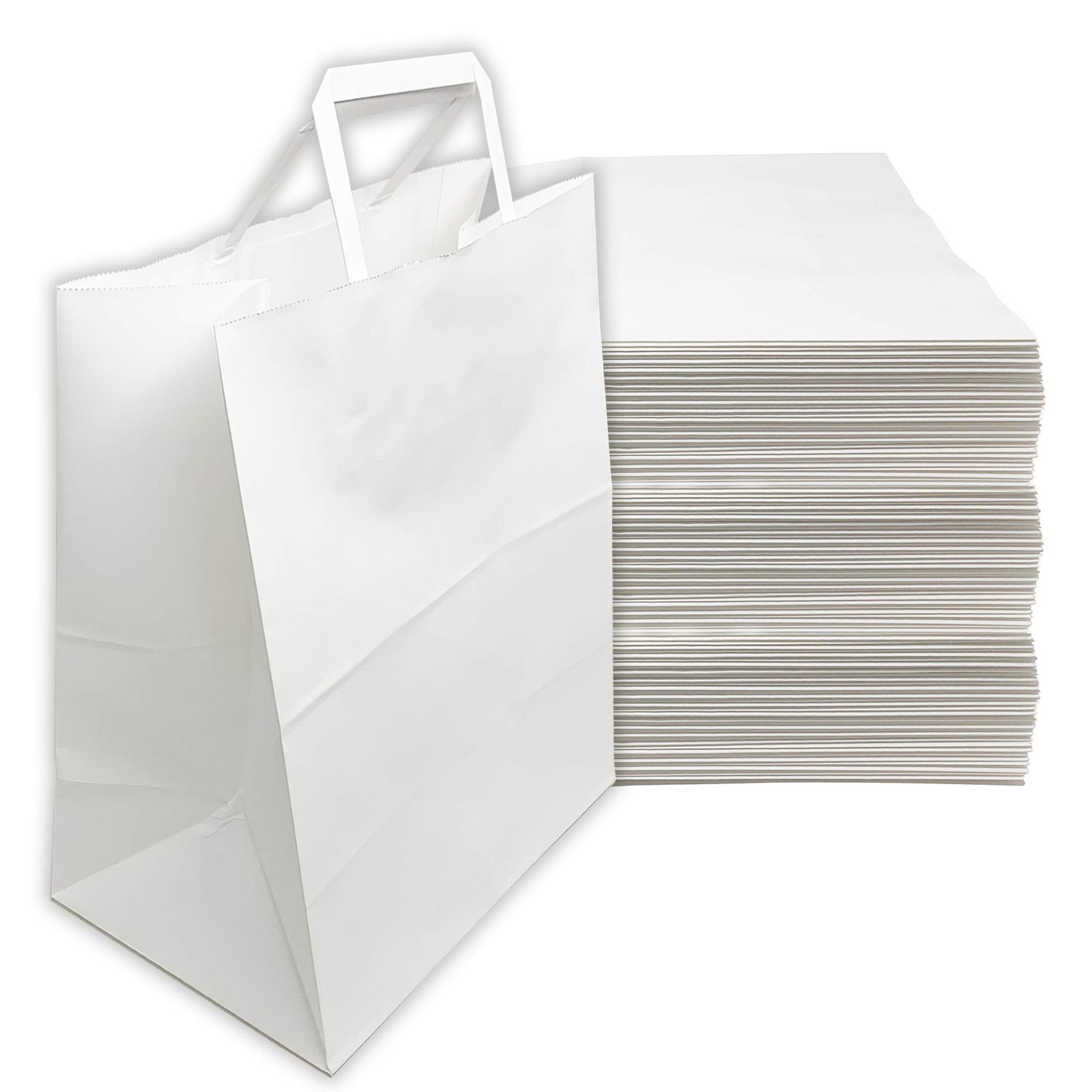 White Kraft Flat Handle Paper Bag (27*21*11cm)