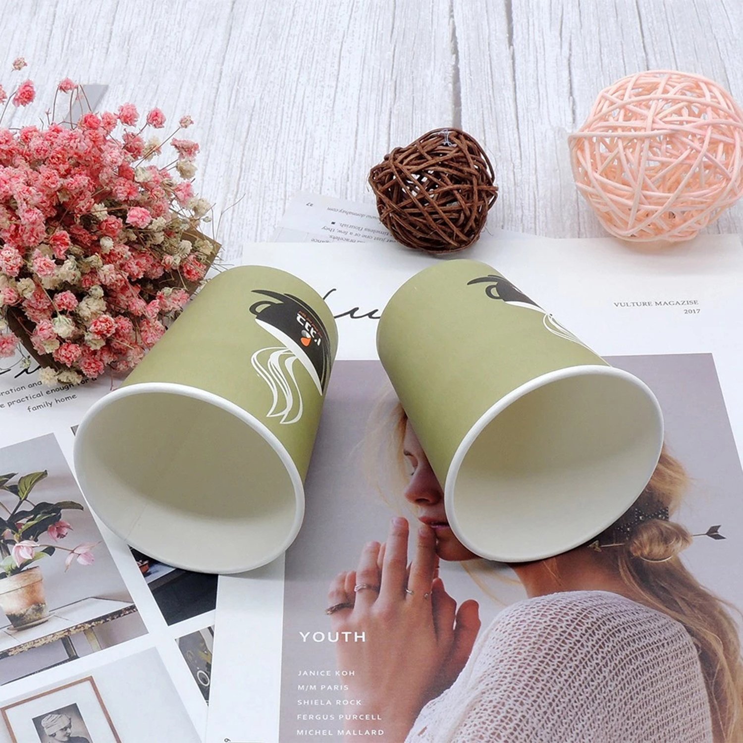 黄绿色咖啡 (17) 24OZ. Single-Wall Paper Cup